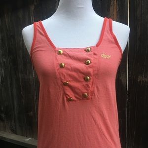 Obey women's tank top size Xxs striped buttons